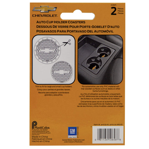 Bowtie gold cup holder coaster by Plasticolor, versatile use in car or home.