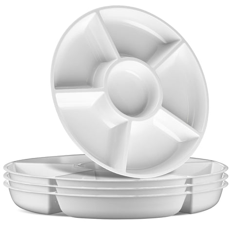 Plasticpro 6-section round tray with six snack compartments for organized platters