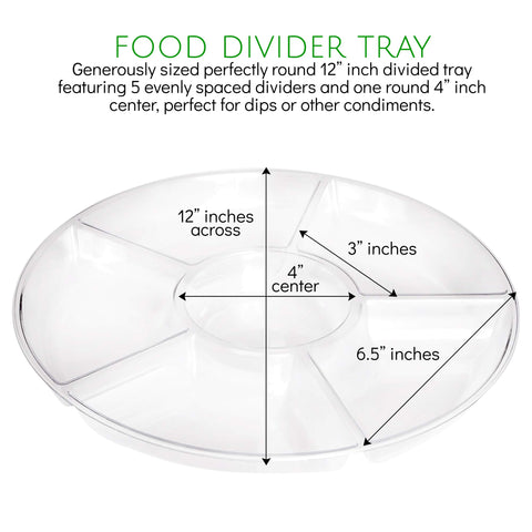 Plasticpro 6-sectional round tray edge detail highlights sturdy borders for easy serving.