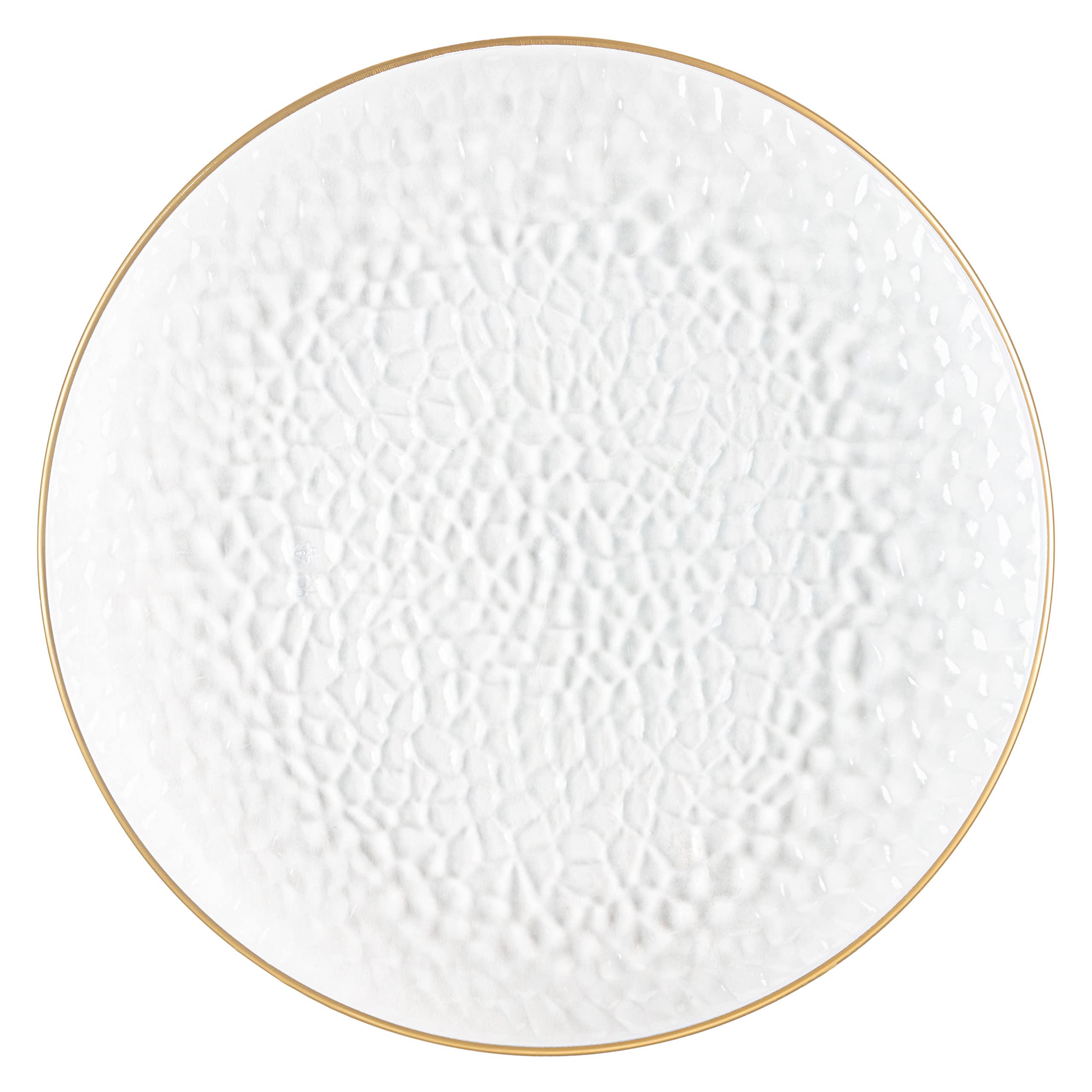 PlasticPro 13-inch charger plate close-up highlights the gold rim detail