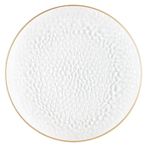 PlasticPro 13-inch charger plate close-up highlights the gold rim detail