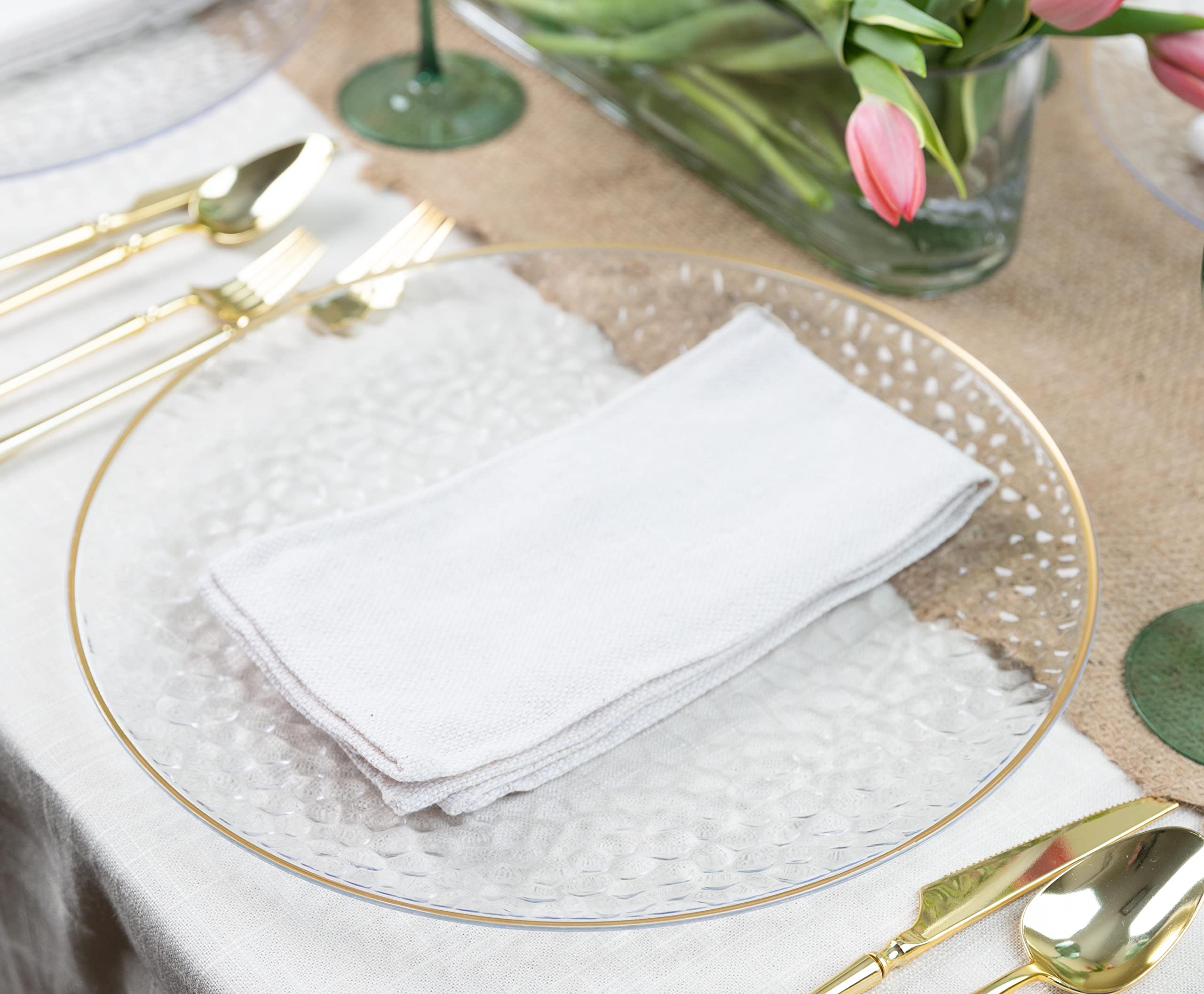 PlasticPro four-pack 13-inch charger plates ready for catered events
