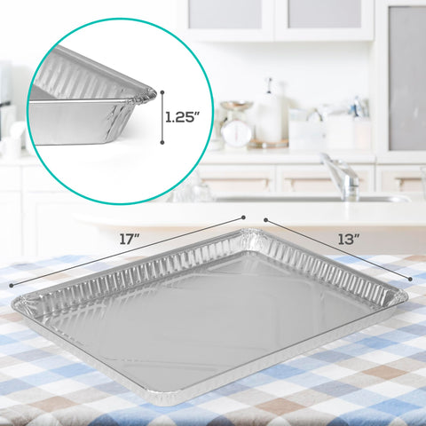 PLASTICPRO heavy-duty baking pans resist leaks with sturdy aluminum construction.