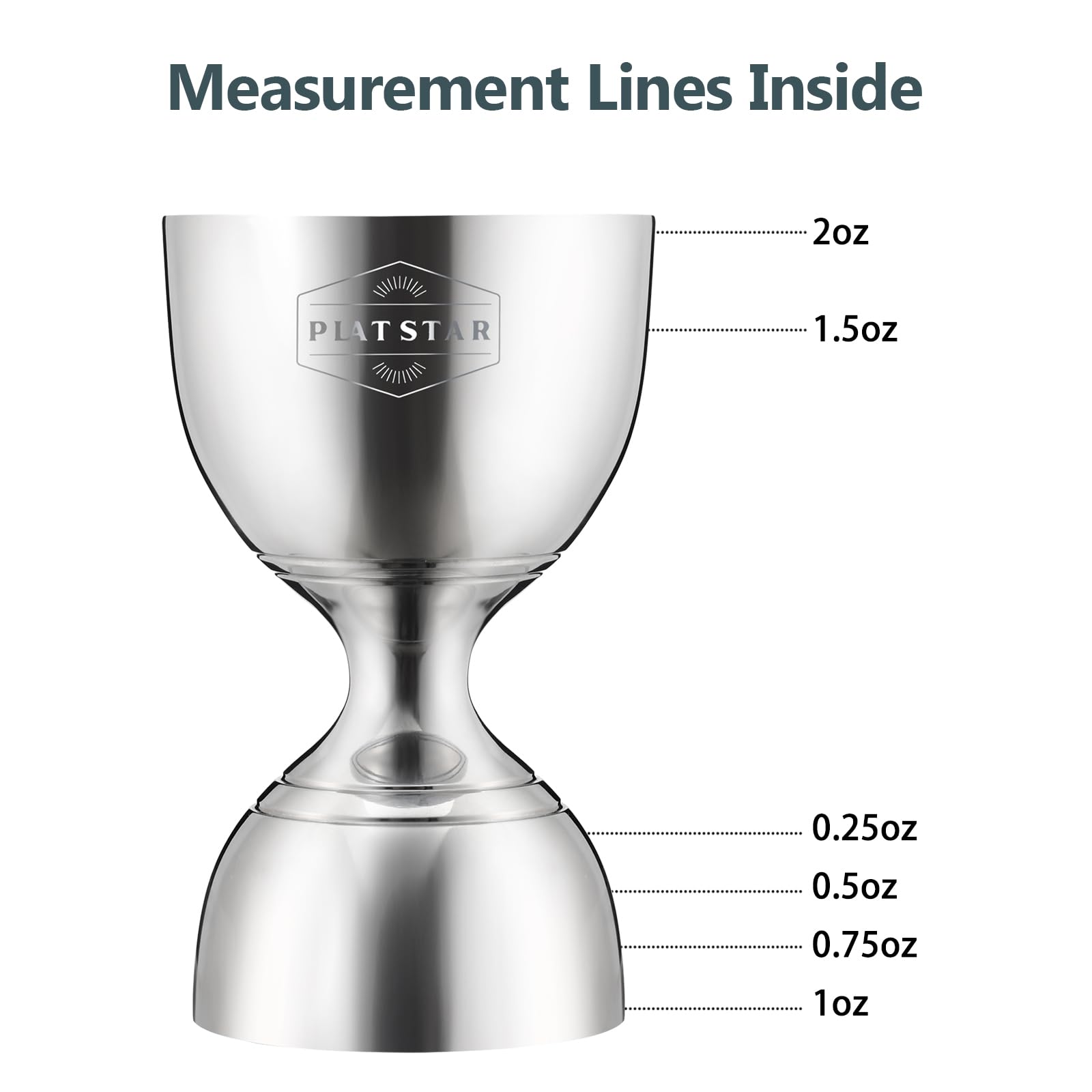 Plat Star jigger crafted from durable 304 stainless steel for long-lasting use.