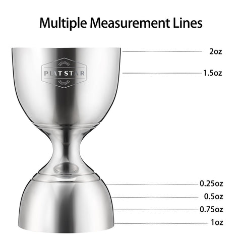 Plat Star stainless steel, dishwasher-safe jigger for easy cleanup.