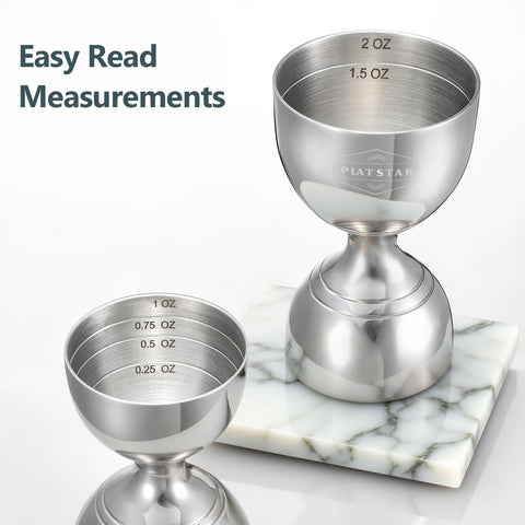 Plat Star double-sided jigger ideal for Negroni, Margarita, and more.