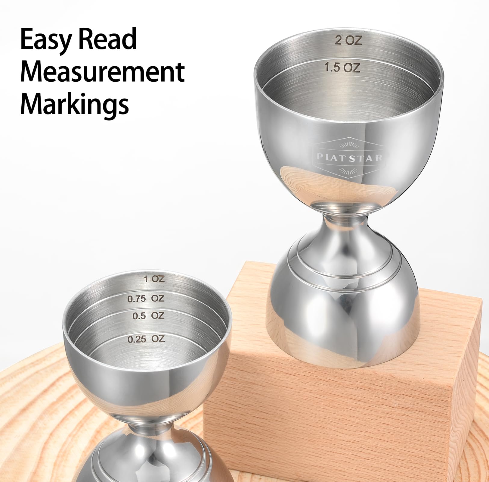 Plat Star jigger with balanced weight for smooth, controlled pouring.