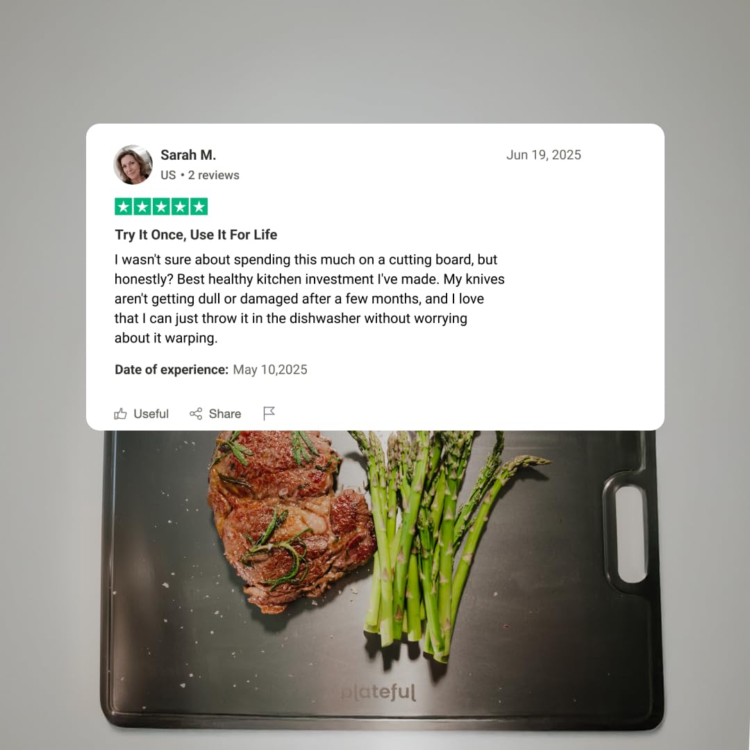 Plateful titanium cutting board built to last a lifetime.