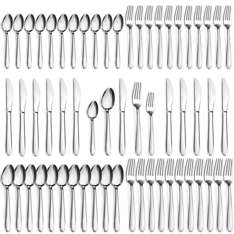 Pleafind 60-piece flatware set with mirror-polished finish for elegant dining.