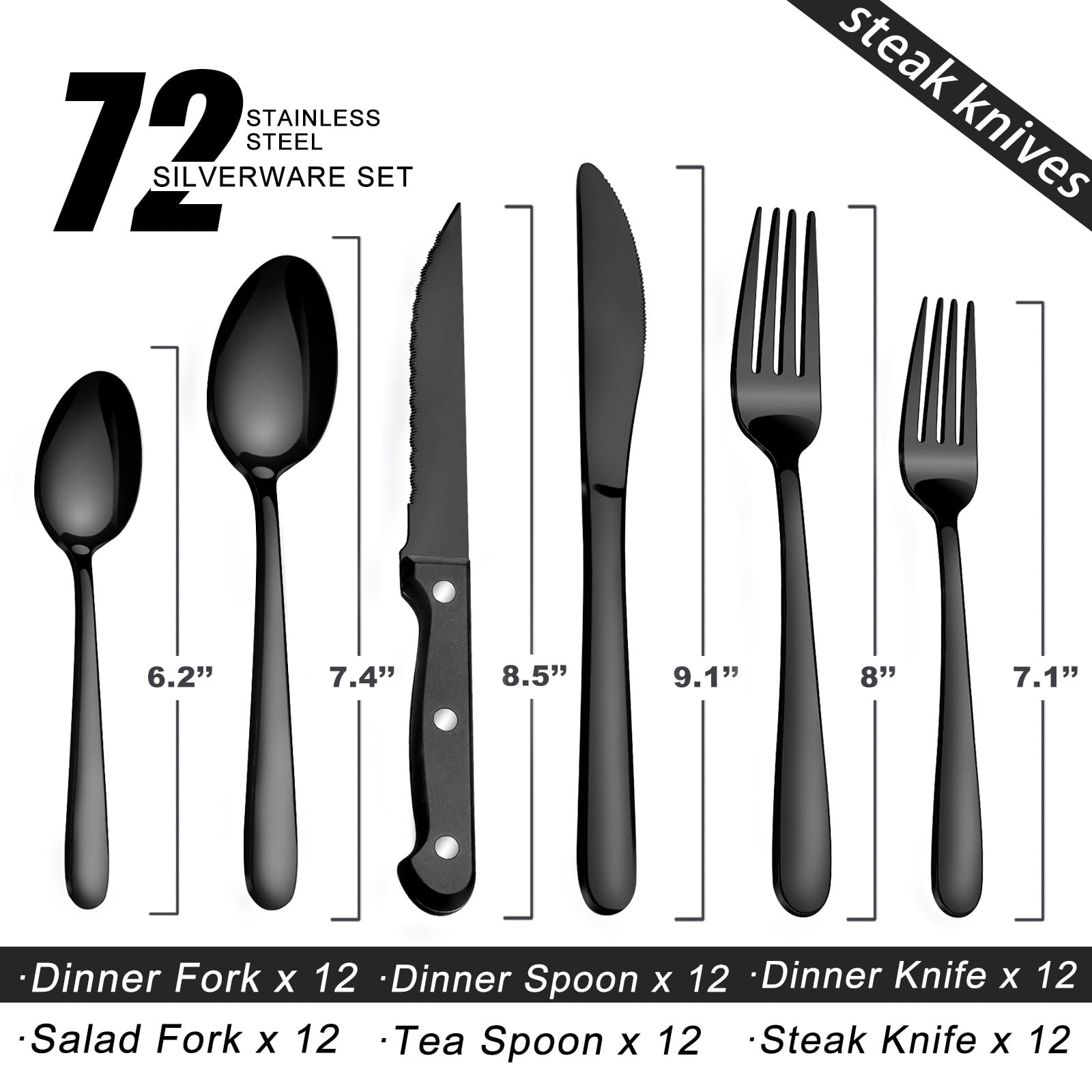 Pleafind 72Pcs flatware includes dishwasher-safe teaspoons for easy cleanup.