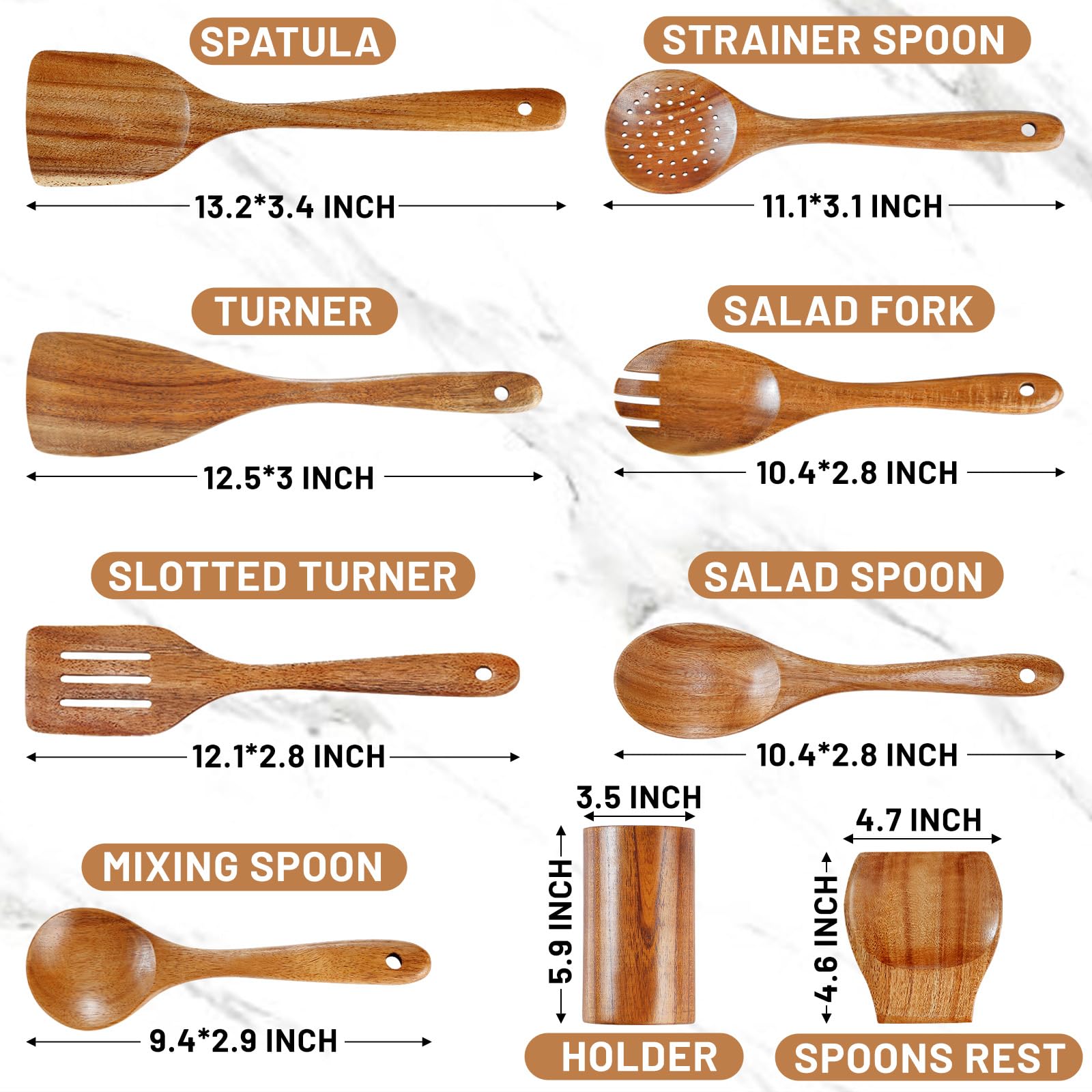 Pleafind wooden flat spatula from the teak utensil set for non-stick pans