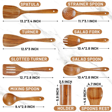 Pleafind wooden flat spatula from the teak utensil set for non-stick pans