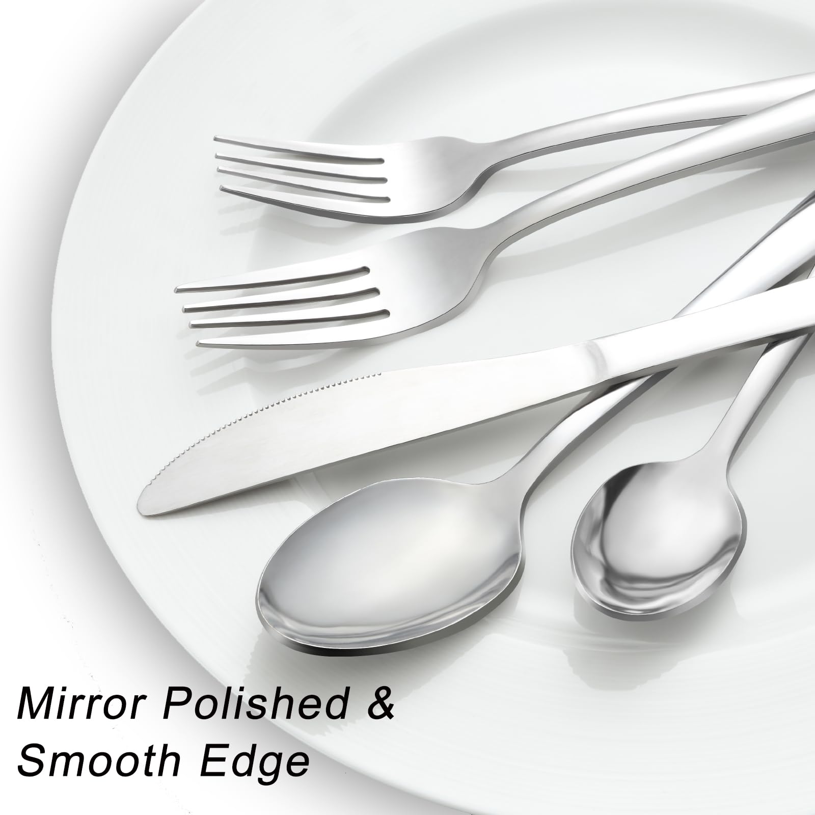 Pleafind flatware with mirror-polished finish and smooth edges for comfortable dining.
