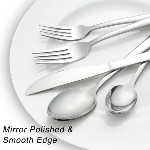 Pleafind flatware with mirror-polished finish and smooth edges for comfortable dining.