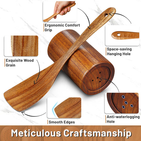 Pleafind serving spoon from the teak utensil set for easy serving