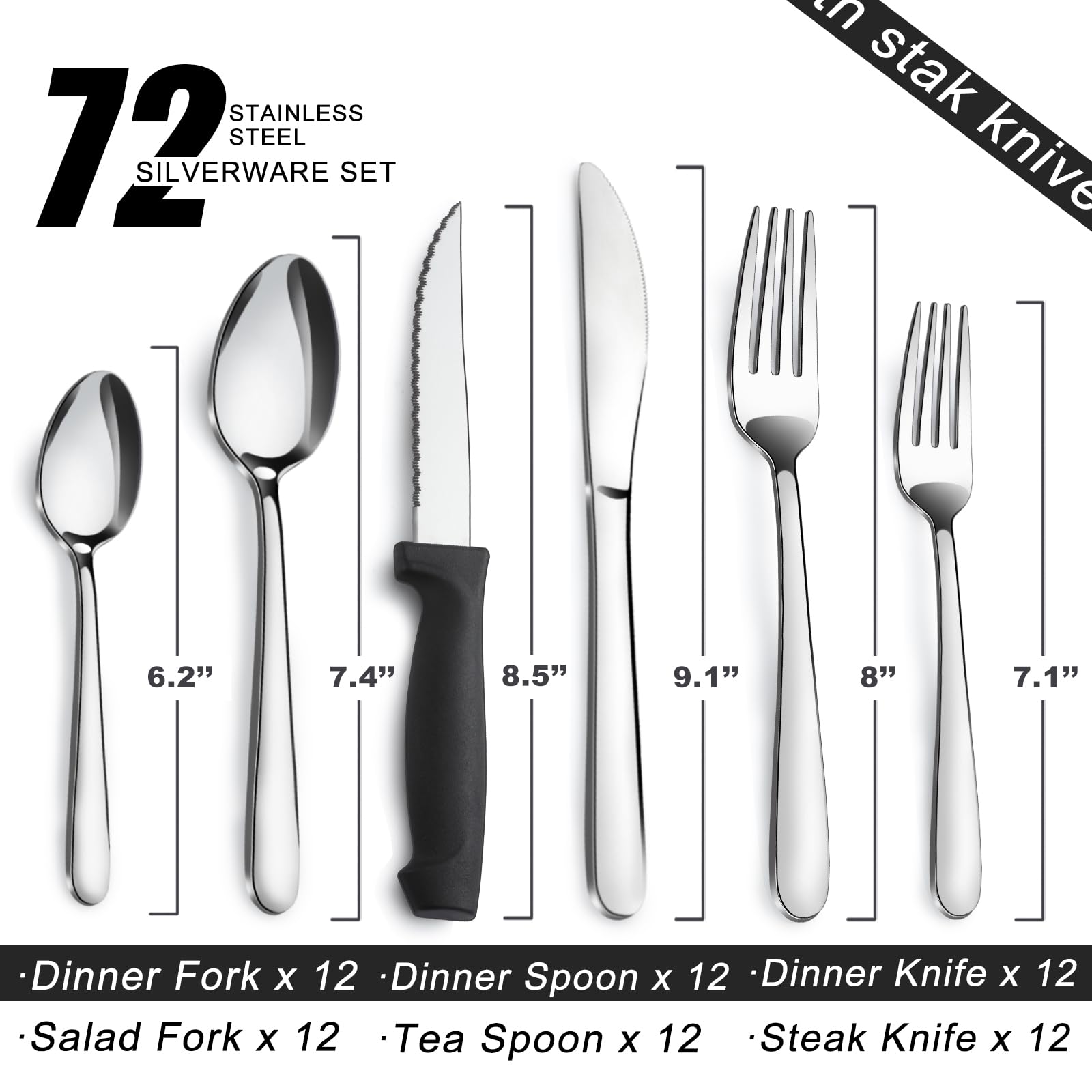 Pleafind stainless steel flatware highlighting durability and rust resistance for daily use.