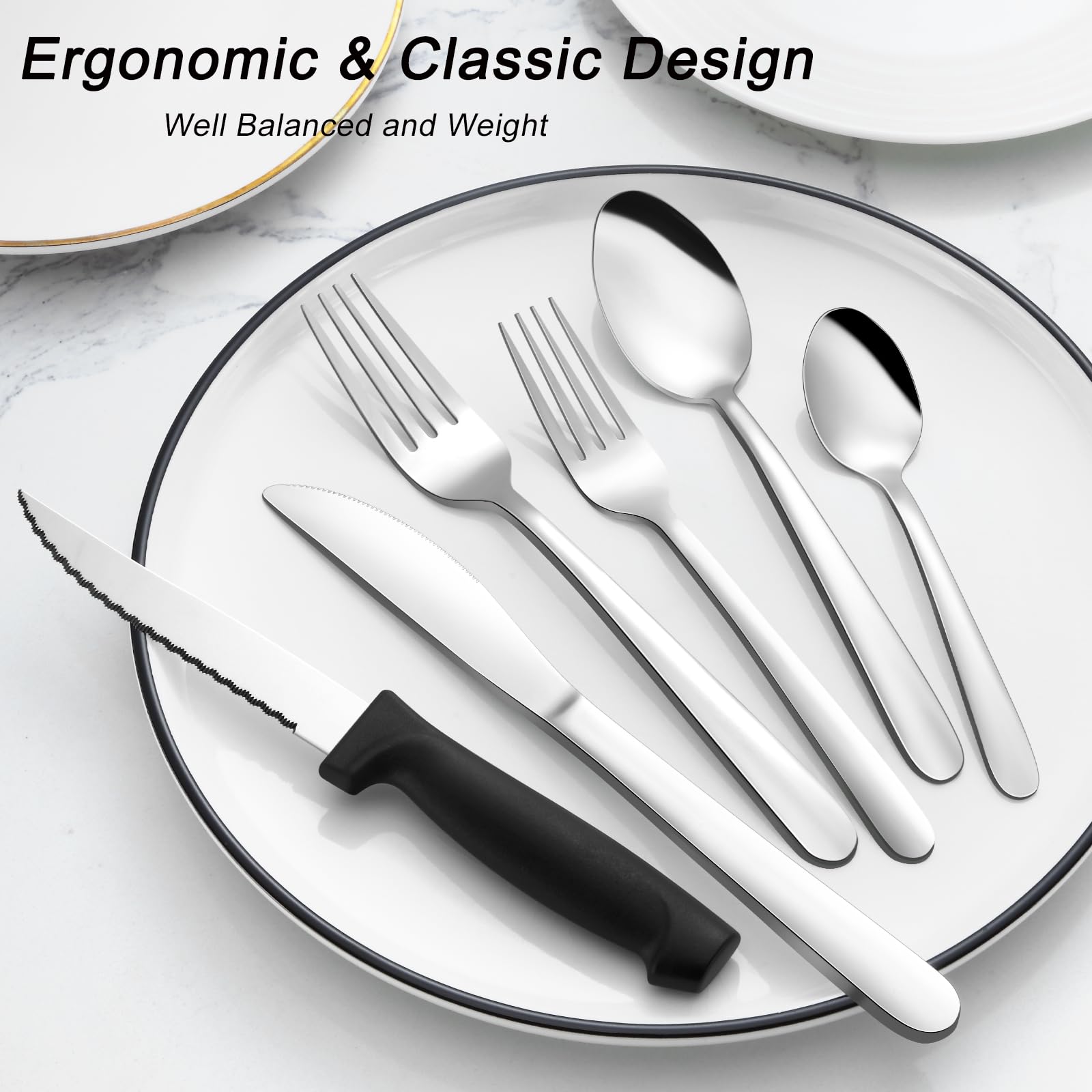 Pleafind set includes extra steak knives for effortless steak dining.