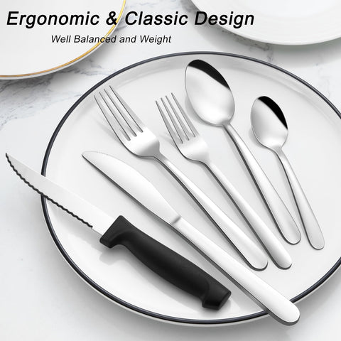 Pleafind set includes extra steak knives for effortless steak dining.