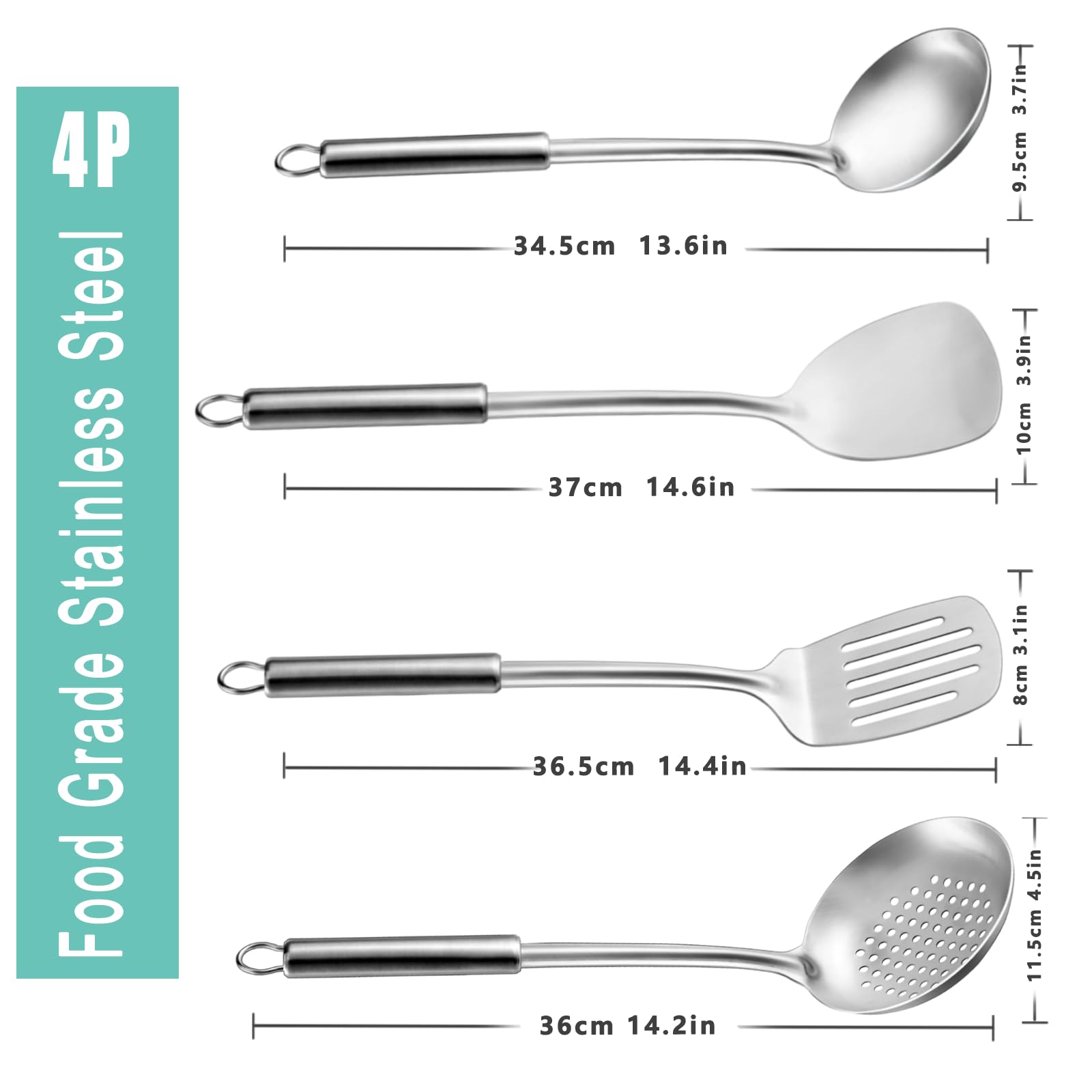 Pleafind wok utensils slotted spoon drains liquids while serving vegetables.