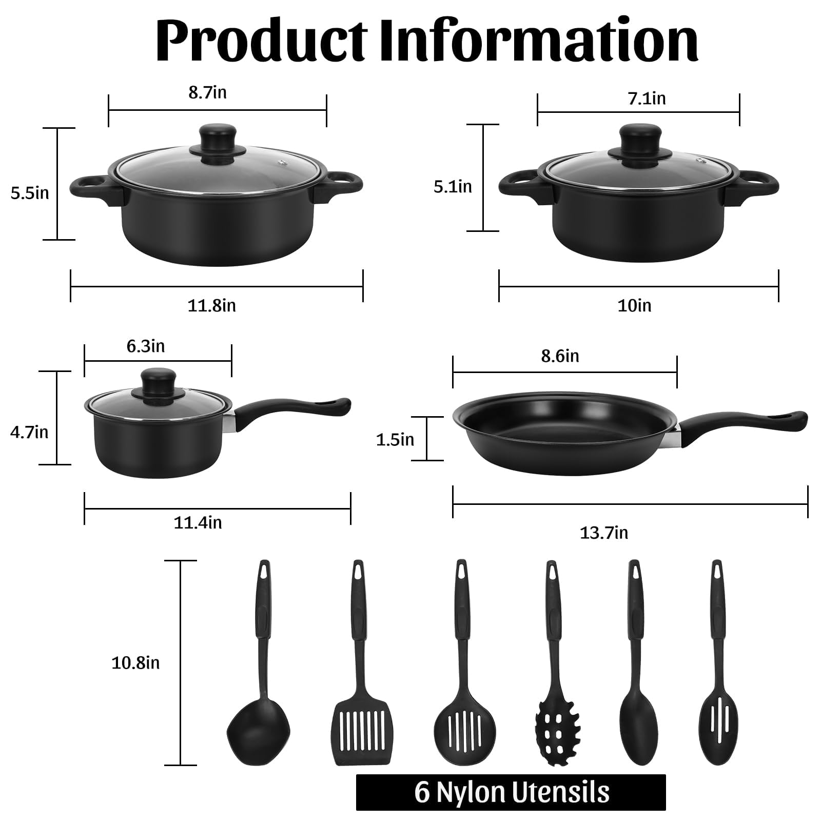 Pleasthome 13-piece nonstick sauce pan with lid for on-the-go sauces.