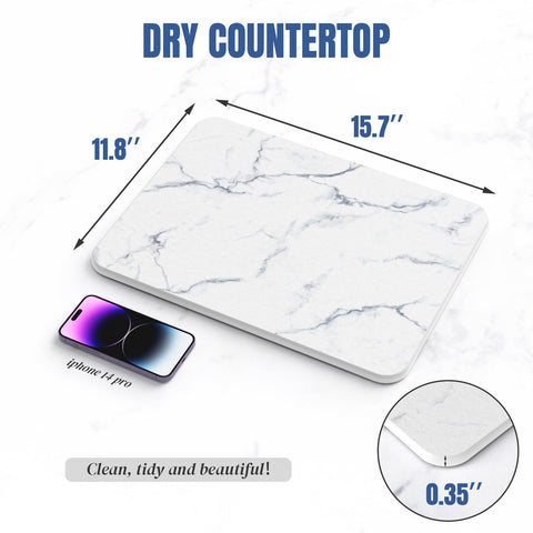 Plentio Pearl White Marble finish on counter enhances drying surface