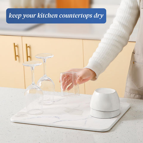 Plentio stone drying mat for bottles keeping counters neat and moisture-free