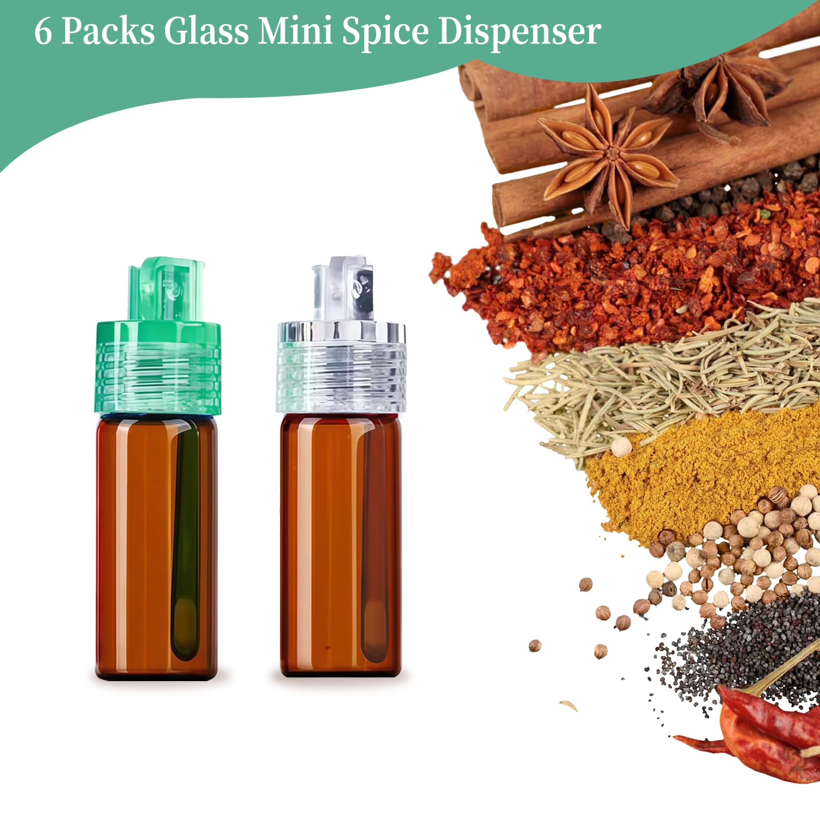 Colorful Plgardpo mini glass spice bottles help quick content identification.