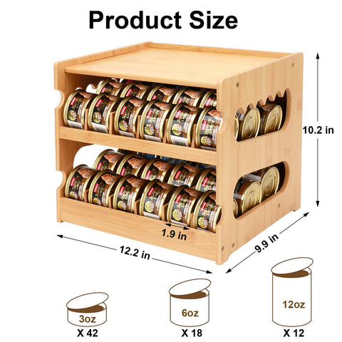 PLITTPETTS bamboo can organizer side view highlighting compact 2-tier footprint.