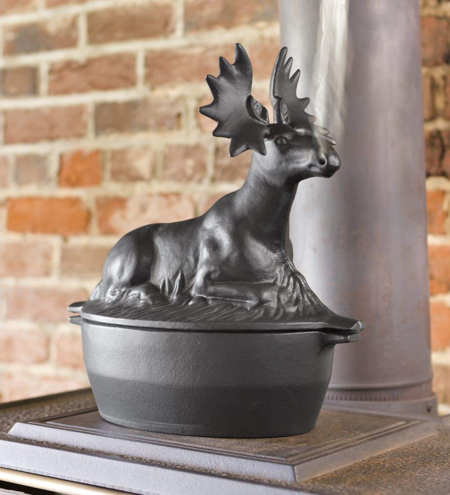 Plow & Hearth Matte black cast iron moose steamer interior.