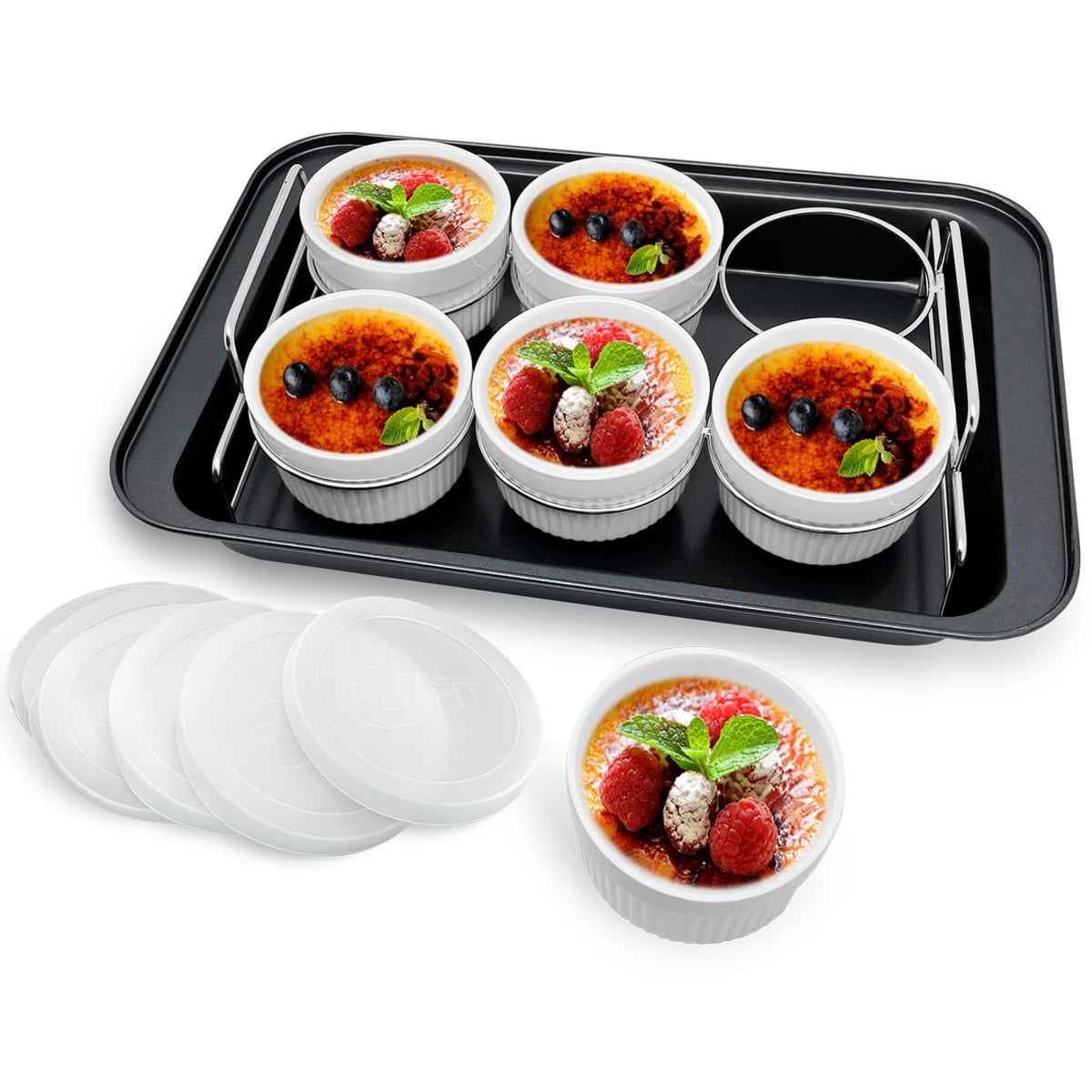 PLSFIT porcelain ramekins with lids for batch desserts.