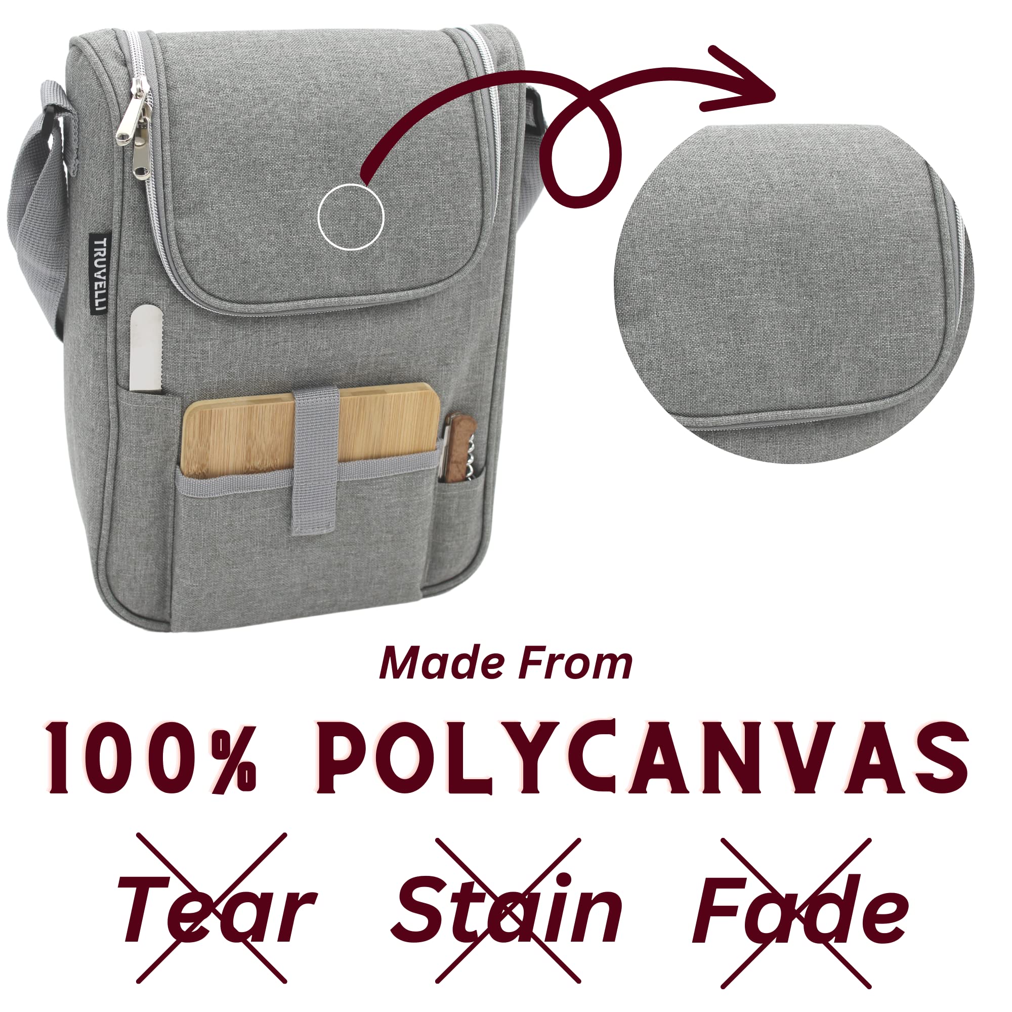 Black canvas exterior with insulated interior for durable daily use