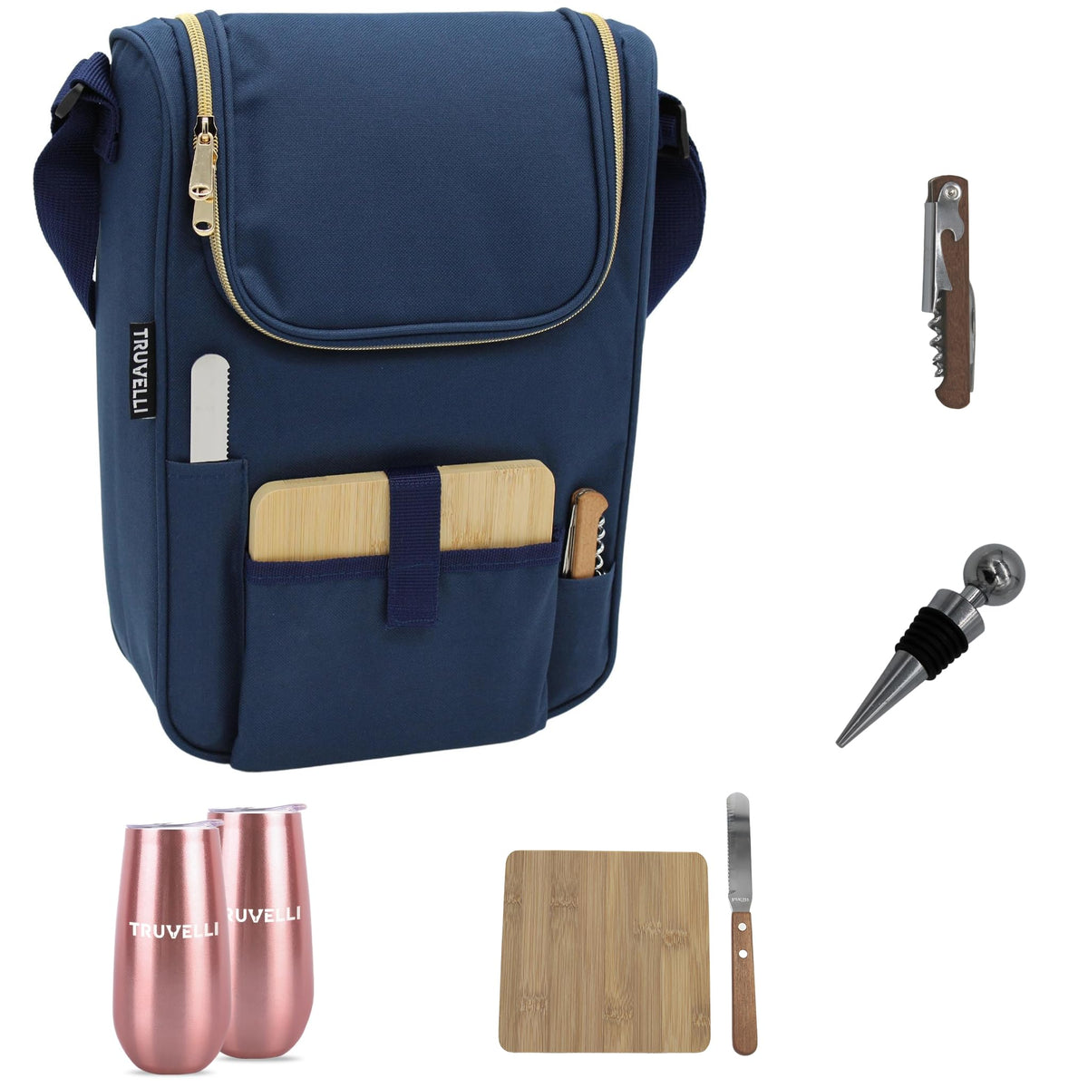 Plush Picnic Truvelli two-bottle insulated wine bag keeps drinks cool on the go