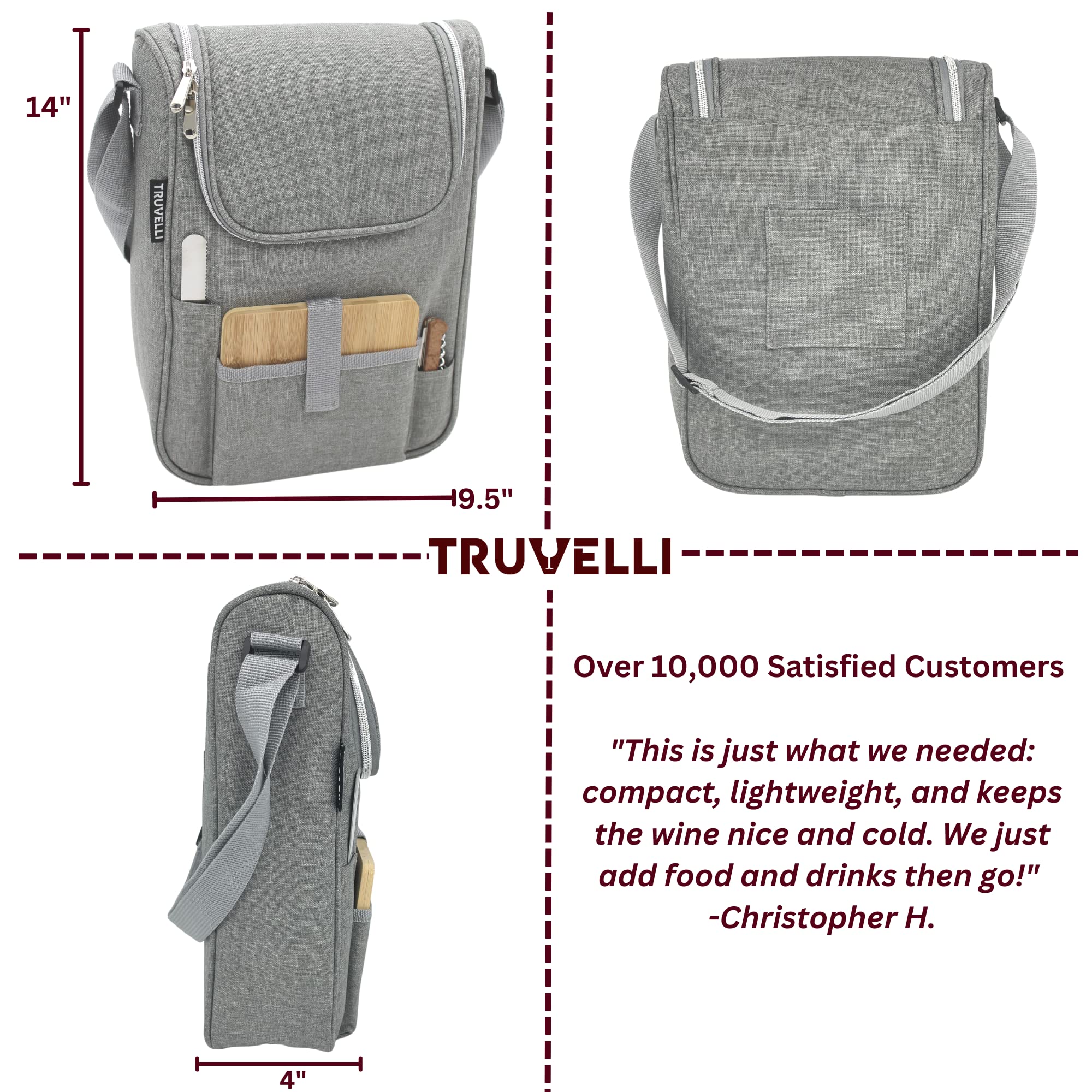 Wooden charcuterie board included with Plush Picnic Truvelli tote