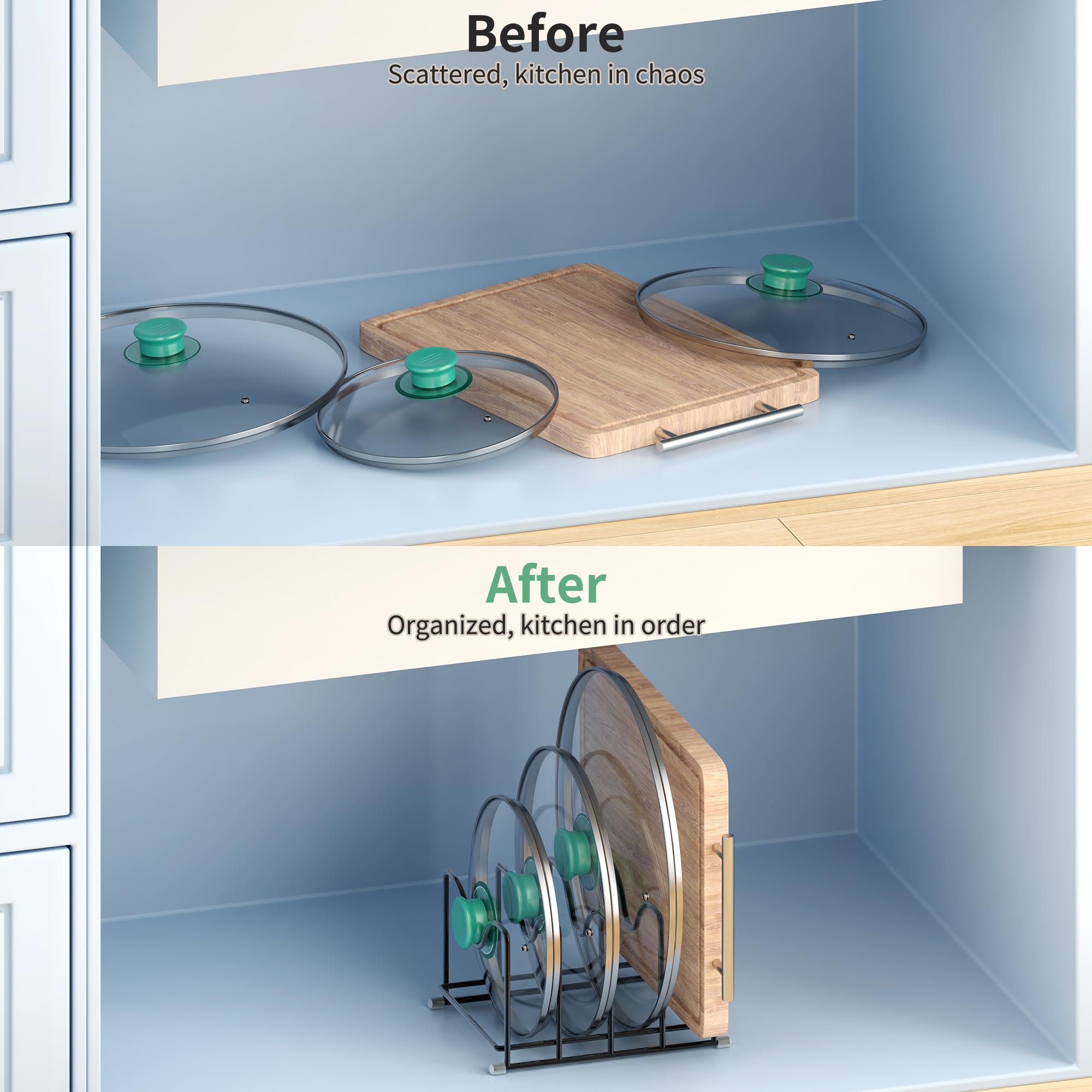 PLUVON lid-slot divider design demonstrates stable, wobble-free storage.