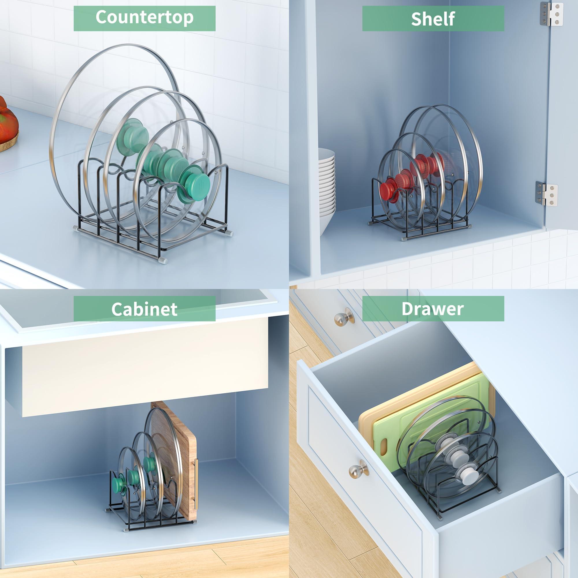 PLUVON powder-coated iron construction offers durable, scratch-free organization.