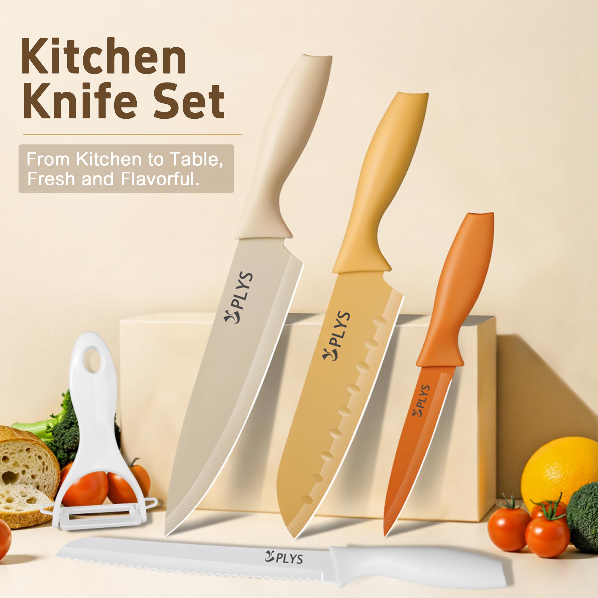 Plys Knife Set Includes 6 Blade Covers for safe storage