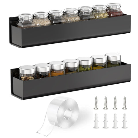 PMMASTO adhesive spice rack on wall showcasing effortless kitchen organization
