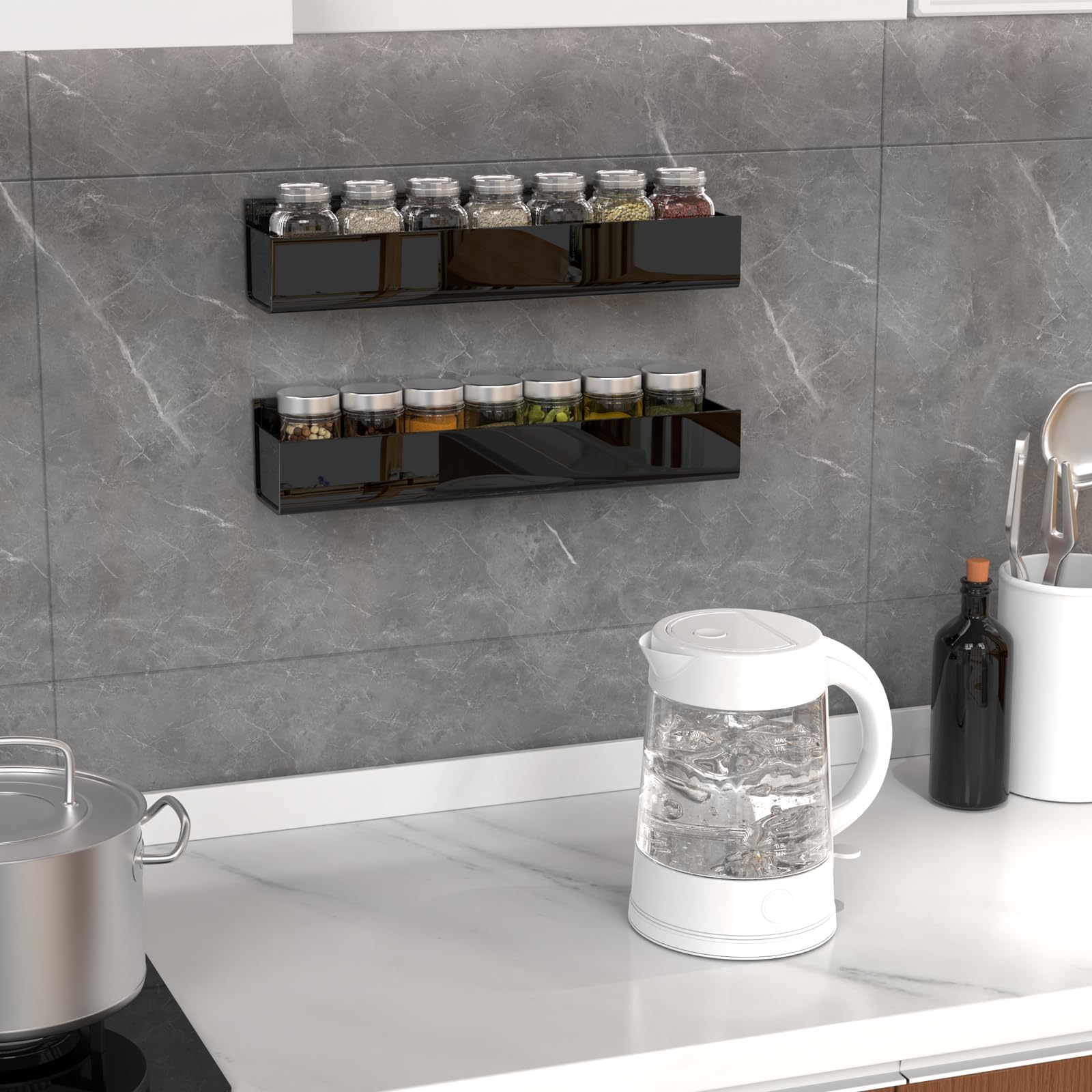 PMMASTO clear acrylic spice rack end cap protects jars