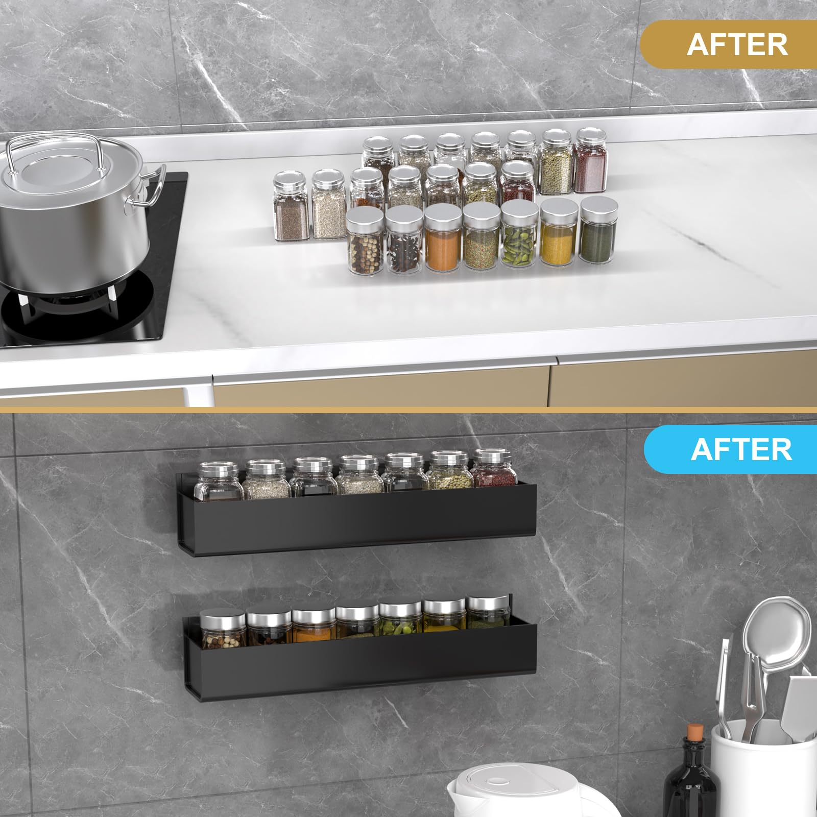 PMMASTO wall-mounted spice shelf fits kitchen cabinet doors