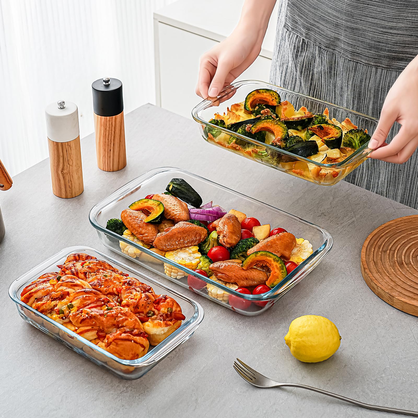 Pmssypl stackable bakeware storage showing compact nesting