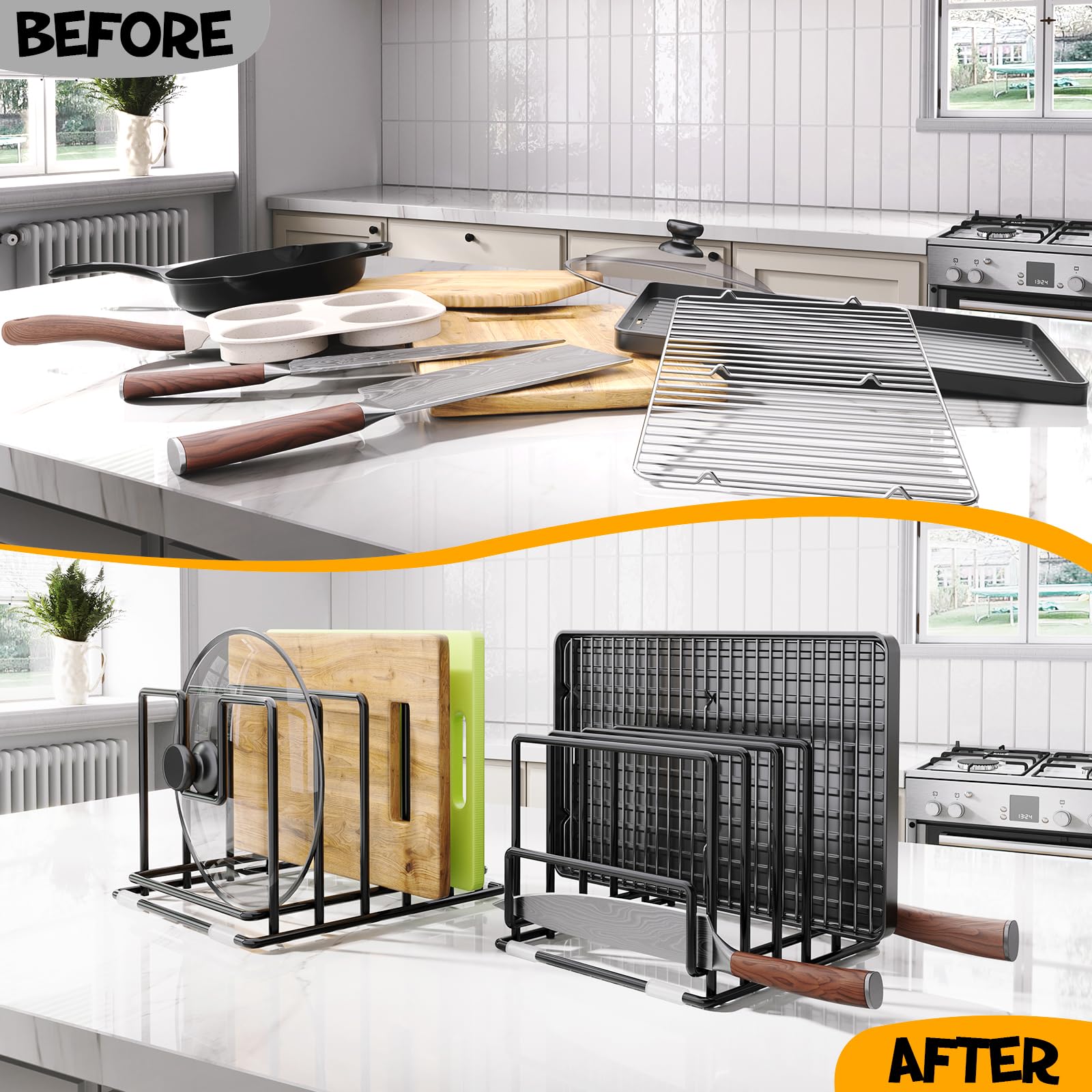 PMYEK easy-clean surface simplifies kitchen upkeep after meal prep.