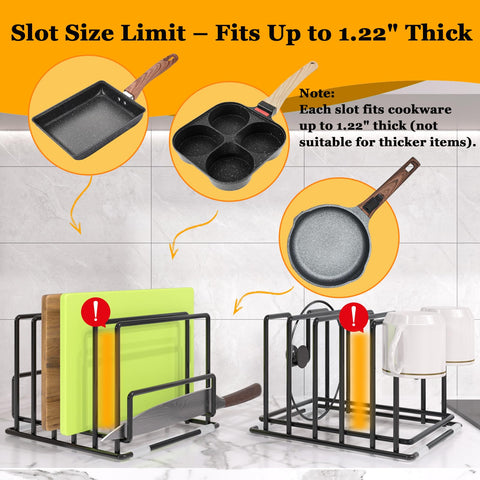 PMYEK pot lid holder with 5 slots keeps lids upright and organized.