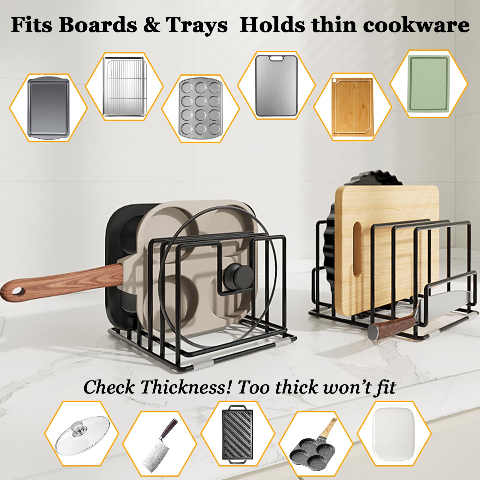PMYEK vertical space-saving storage design frees cabinet space.