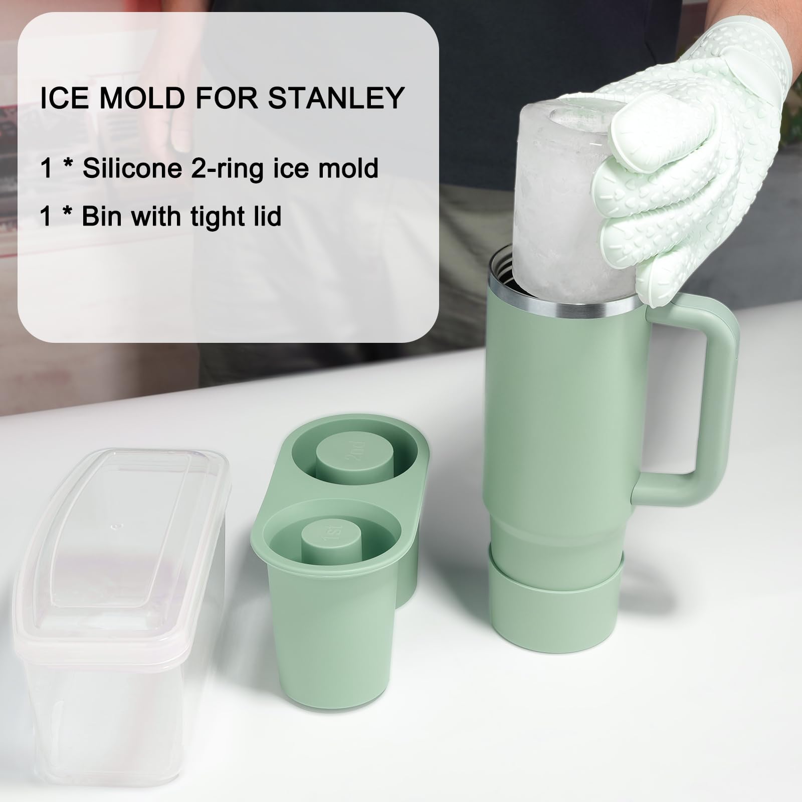Pneatdez Stanley cup ice mold designed for 40 oz and 30 oz tumblers.