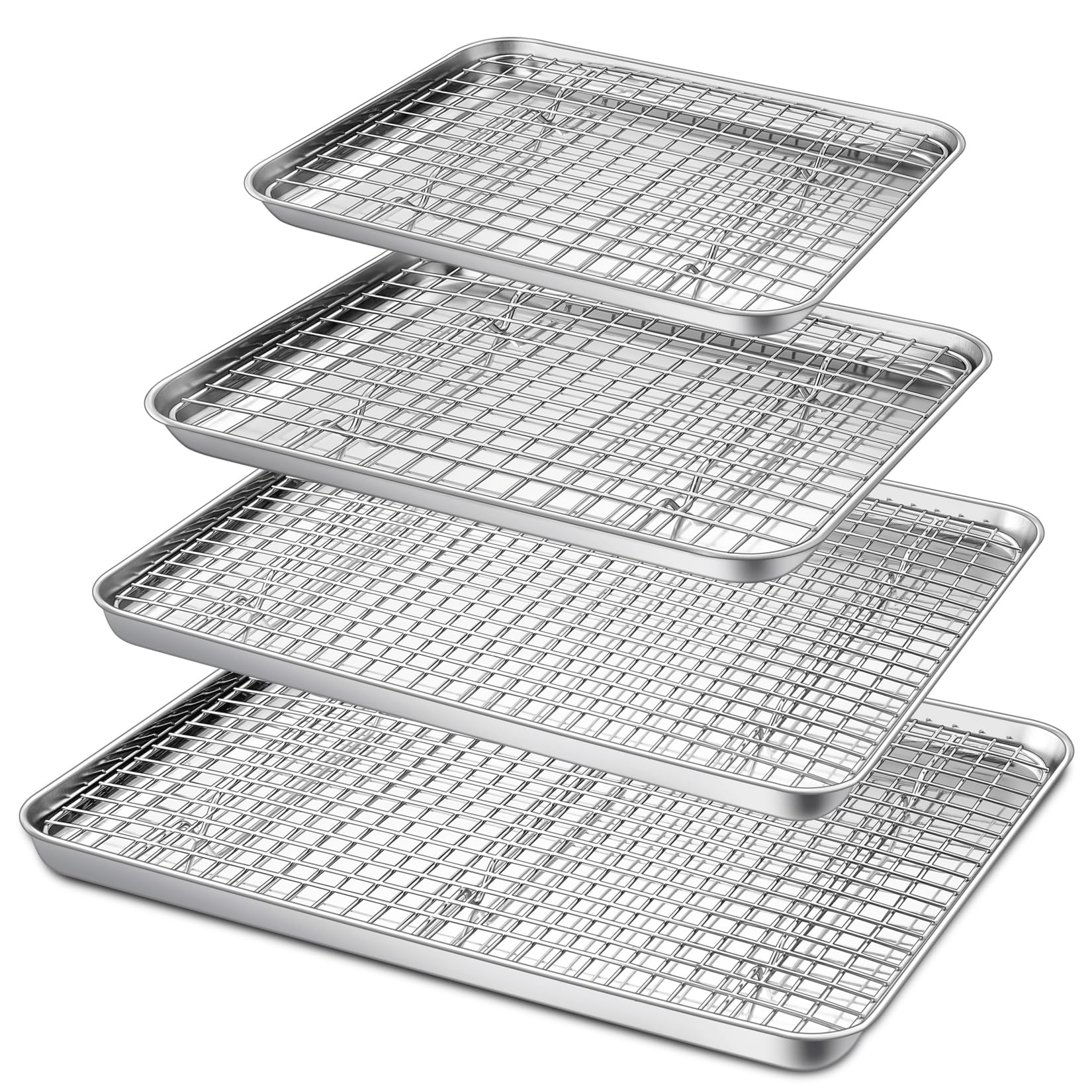 P&P CHEF 16x12 baking pan top view, durable stainless steel for even heat