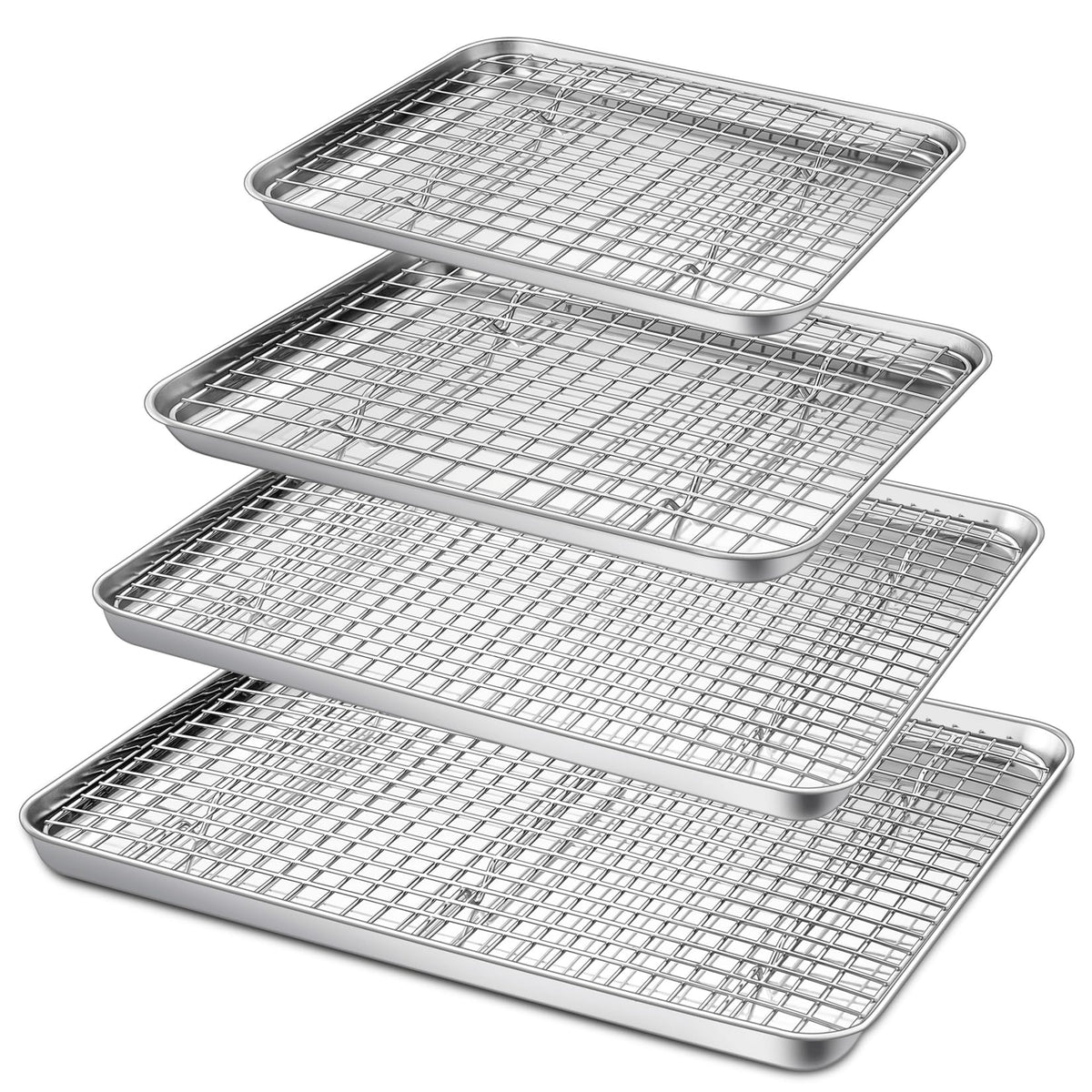 P&P CHEF 16x12 baking pan top view, durable stainless steel for even heat