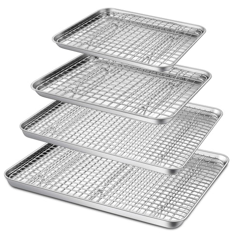 P&P CHEF 16x12 baking pan top view, durable stainless steel for even heat