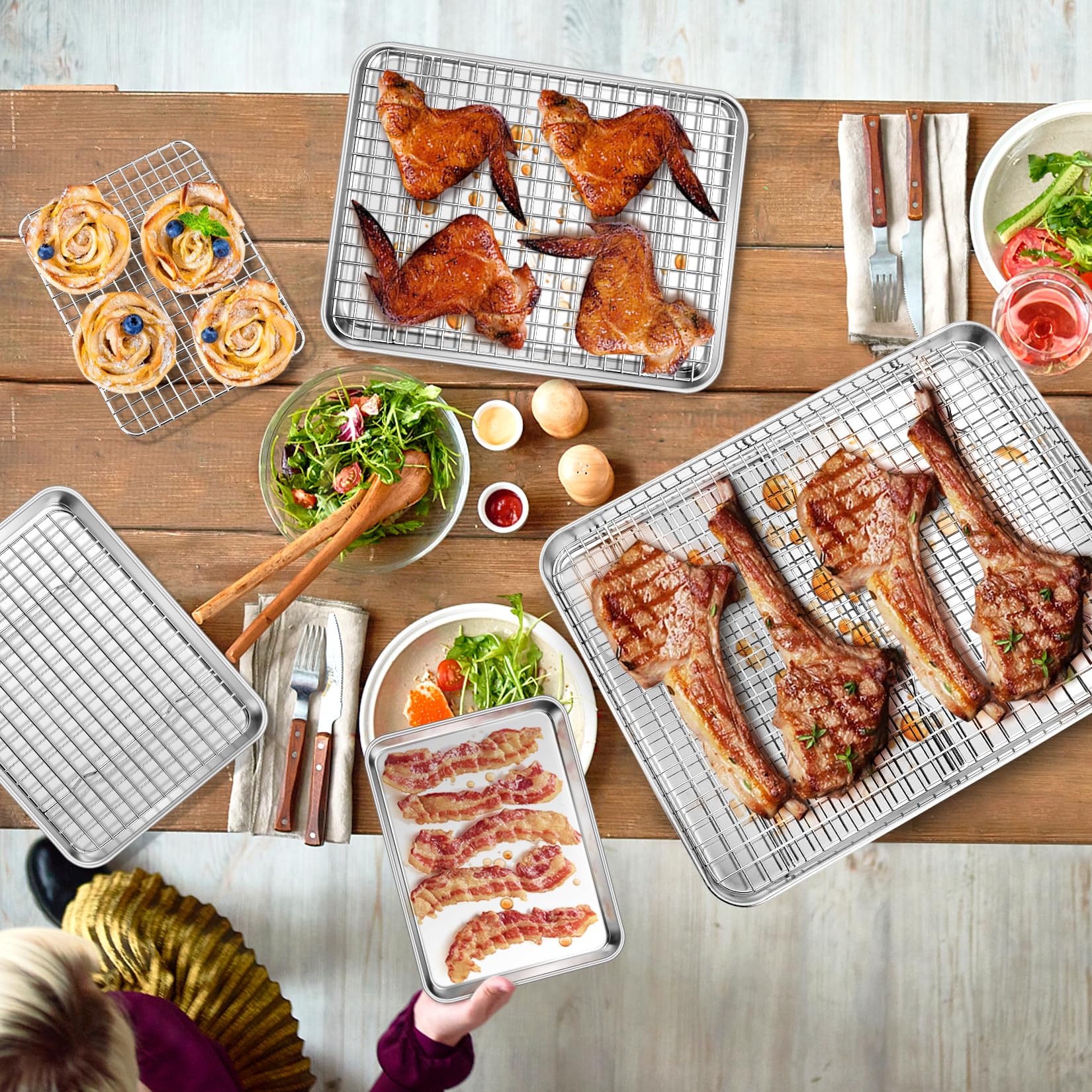 P&P CHEF small baking rack top view, ideal for cooling cookies