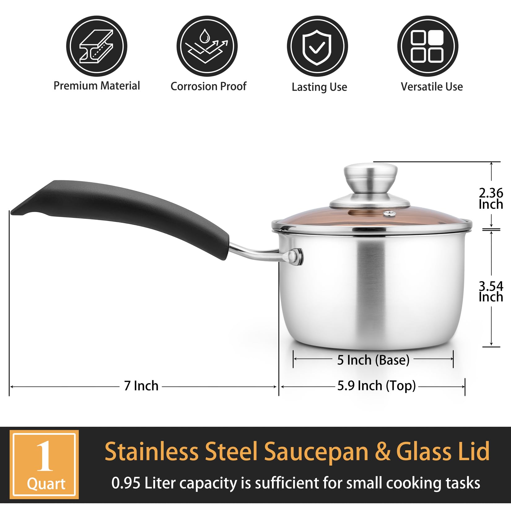 P&P CHEF saucepan with heat-proof handle and riveted connection for secure grip