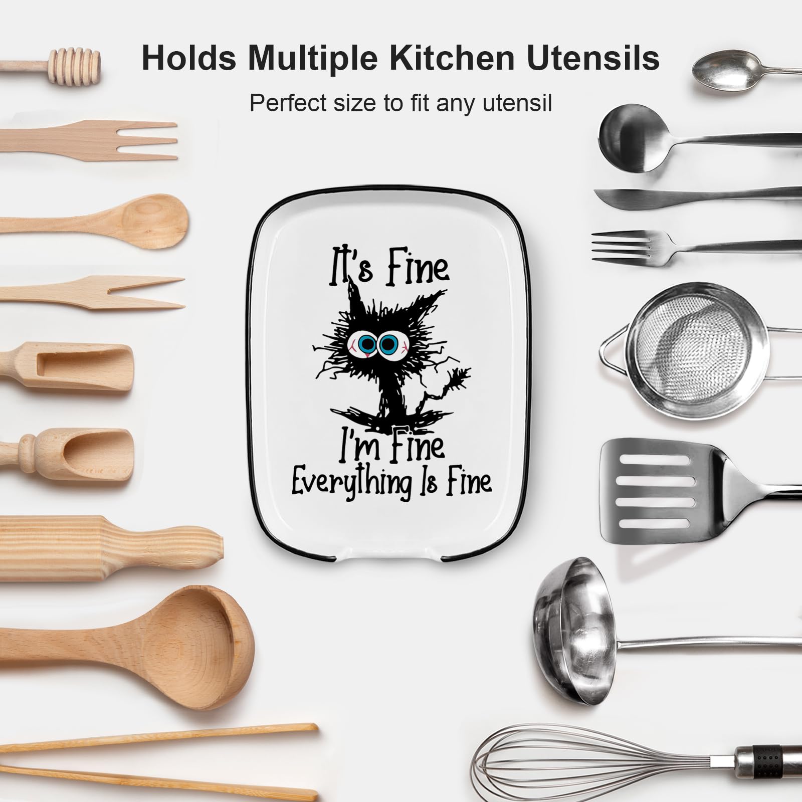 PNTKION farmhouse white spoon rest complements any kitchen décor